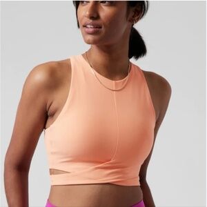 Athleta Conscious Cut Out Crop Top Sports Bra - Light Orange - X Small